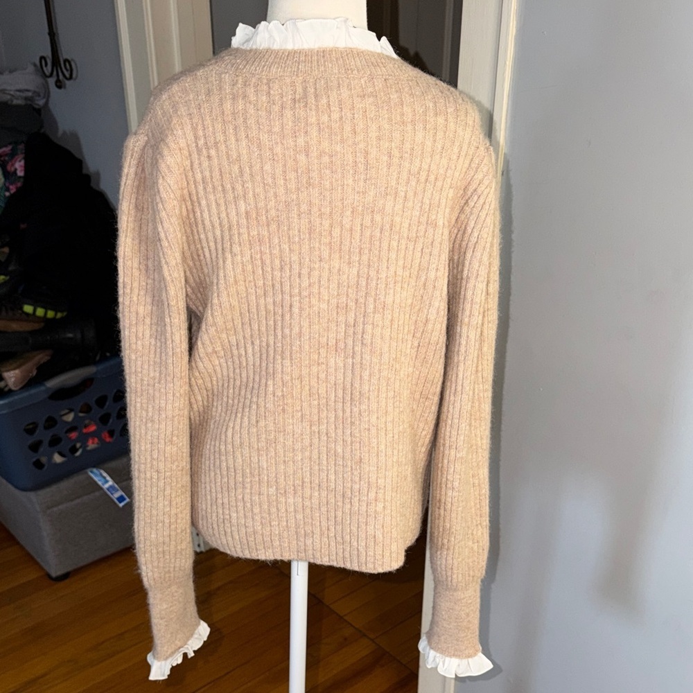 Pinch Beige Ribbed Sweater with Ruffle Trim - Picture 6 of 8